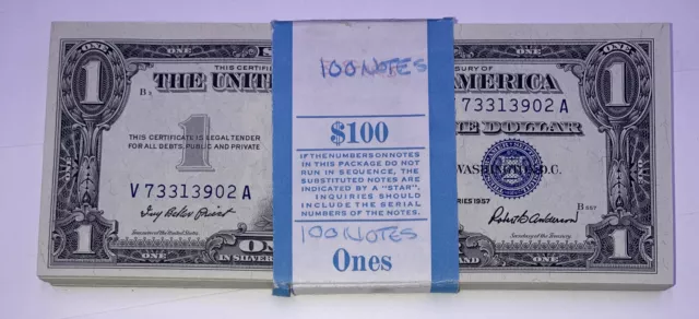 1957 One Dollar Silver Certificate Uncirculated Consecutive Serial Numbers