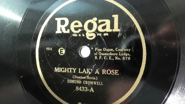 Edmund Cromwell 78rpm single 10-inch Regal Records #8433 Mighty Lak' A Rose