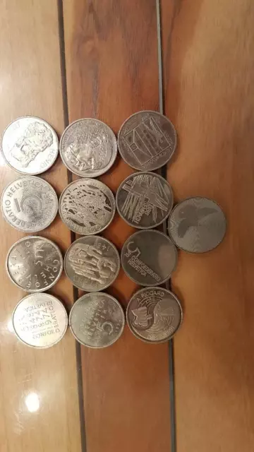 LOT 13 PIECES DE 5 FRANCS Suisse Switzerland COMMEMORATIVES