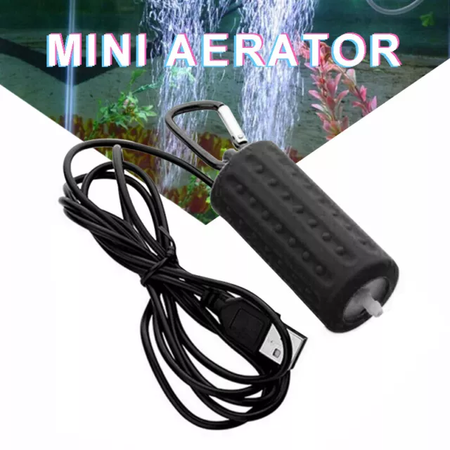 Ultra Silent Mini USB Aquarium Fish Tank Energy Saving Oxygen Air-pump Black =h