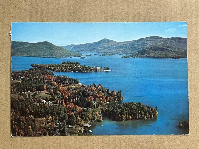 Postcard Lake George New York Aerial View near Bolton Landing NY Algonquin Bay