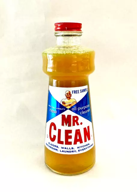 Vintage 1950's Mr. Clean Procter & Gamble NOS Full Cleaner Advertising Bottle