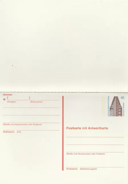 Postkarte mit Antwortkarte Berlin 0,40 Pfennig Chilehaus Hamburg postfrisch 2