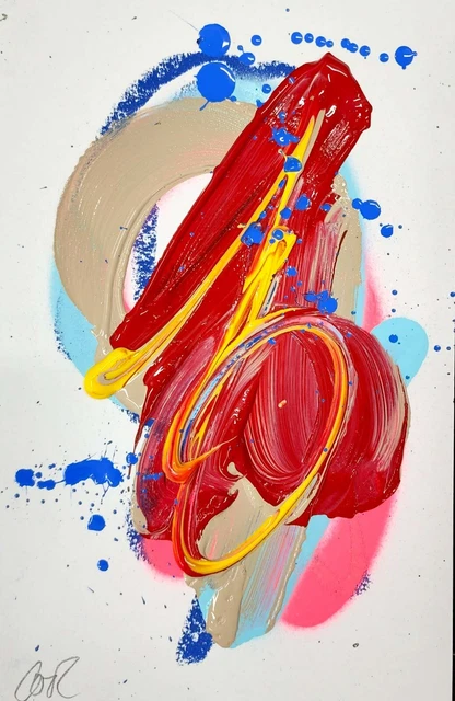 Corbellic Abstract Expressive 9X6 Support Acrylic Strong Stroke Wall Mount Art