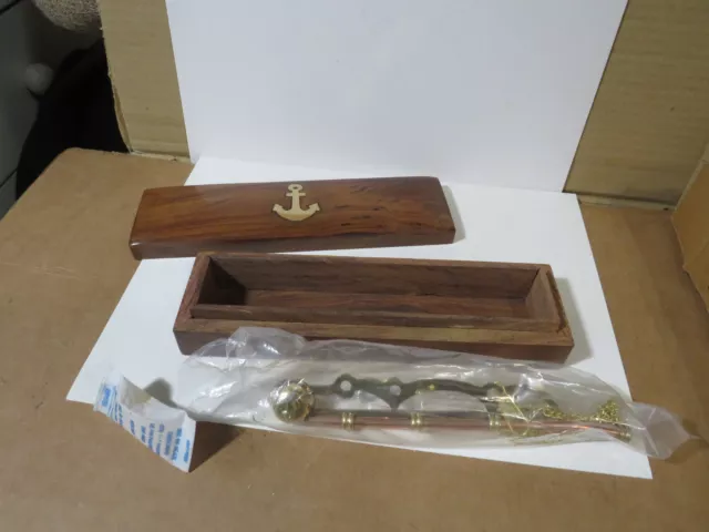 Bosun's Whistle  Beautiful Brass & Copper In Embossed Hard Wood Box*