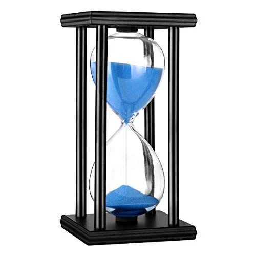 Hourglass Timer 30/60 Minutes Wood Sand Clock for 30 min, Blue