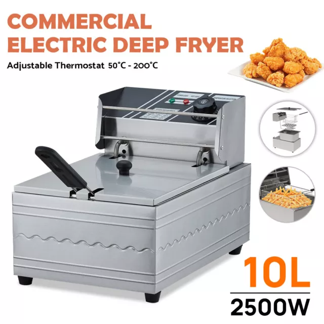 Commercial Electric Deep Fryer Stainless Steel Single Basket Kitchen Chip Cooker