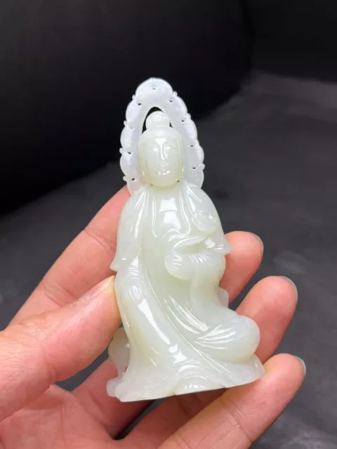 Chinese Exquisite Handmade Guanyin carving Hetian Jade Statue