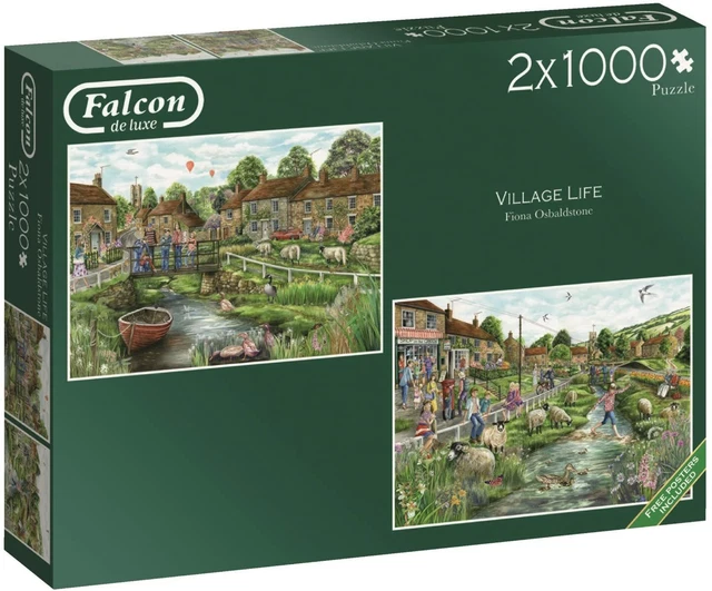 JUMBO FALCON DE Luxe Village Life 2 x 1000 Piece Jigsaw Puzzle £14.99 ...