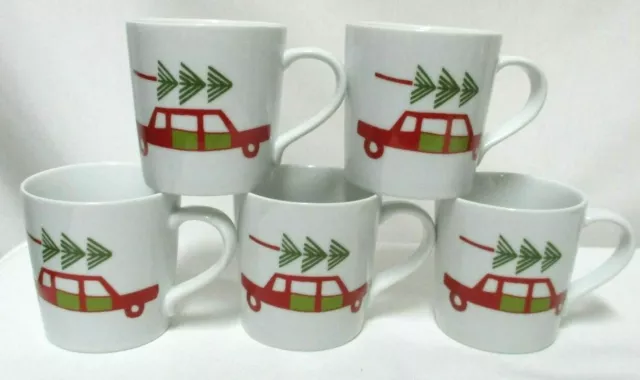 Crate & Barrel Christmas Yule Tree Cup Mug Julia Rothman Christmas Set 5 NEW