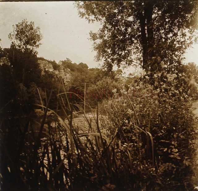 FRANCE Bord de l’Indre Paysage c1920 Photo Stereo Plaque verre Vintage V25L15n