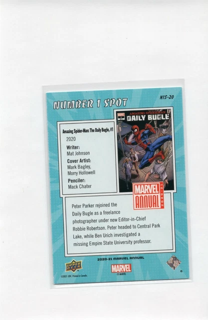 2020-21 Marvel Annual Mint! AMAZING SPIDER-MAN Number One Spot N1S-20 UD Cards 2