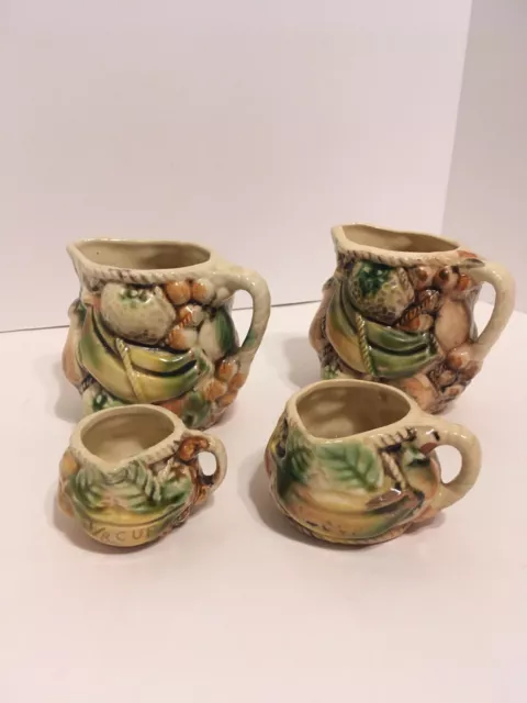 Vtg Majolica Fruit Measure Cups 4pcs Made In Japan Mixed And Matched