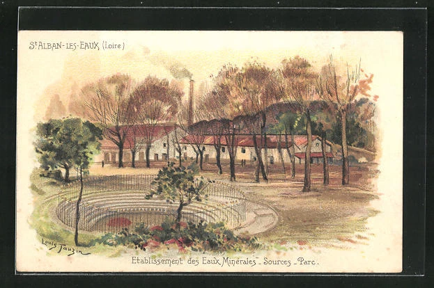 CPA Illustrator Saint-Alban-les-Eaux, Establishment of Mineral Waters-Sources