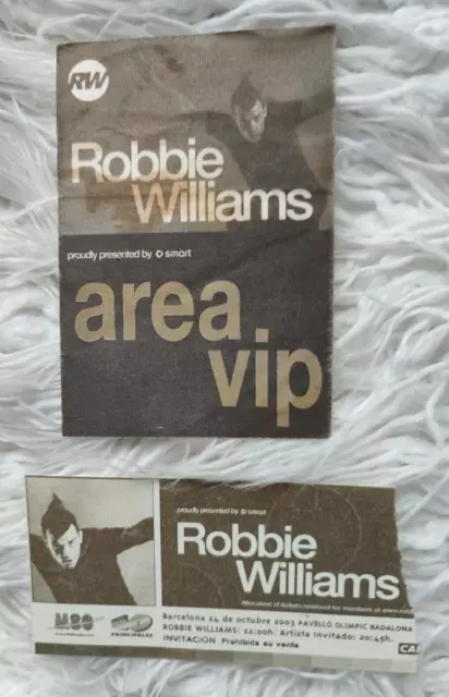 ROBBIE WILLIAMS Ticket stub & VIP Pass Palau St Jordi Barcelona 24 October 2003