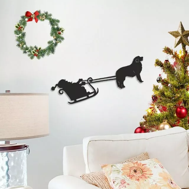 Pyrenean Mountain Dog Santa Sleigh Decoration