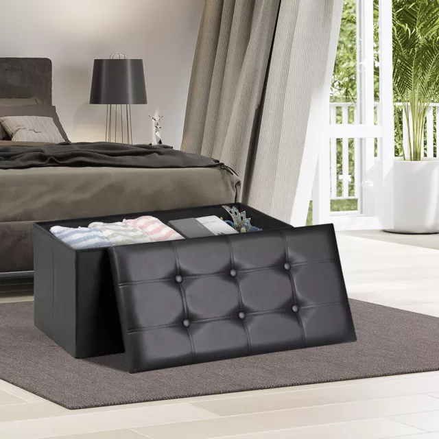 30'' Folding Storage Ottoman Bench Holds up to 350lbs for Bedroom Hallway Black