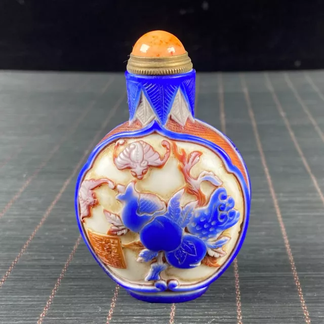 Collectible Peking Colored Glaze Handmade Statue Hand painted Snuff Bottle 90018