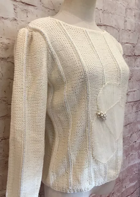 VINTAGE NANNELL ANGORA Rabbit Blend Crystal Embellished sweater Ivory ...