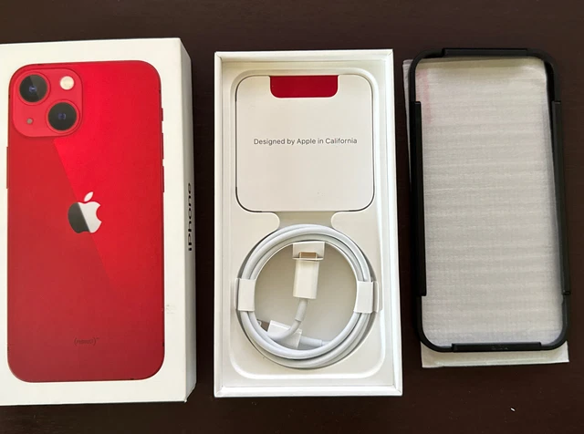 EMPTY BOX Apple iPhone 13 mini (PRODUCT)RED - W/ Cable and Screen Protector