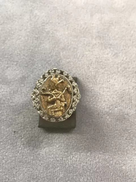 Sehr Alter Ring - 835Er Silber - Schmuckplatte Aus Gold
