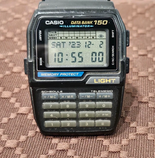 VINTAGE CASIO 1477 DBC150 Data Bank 150 Calculator Watch New Battery