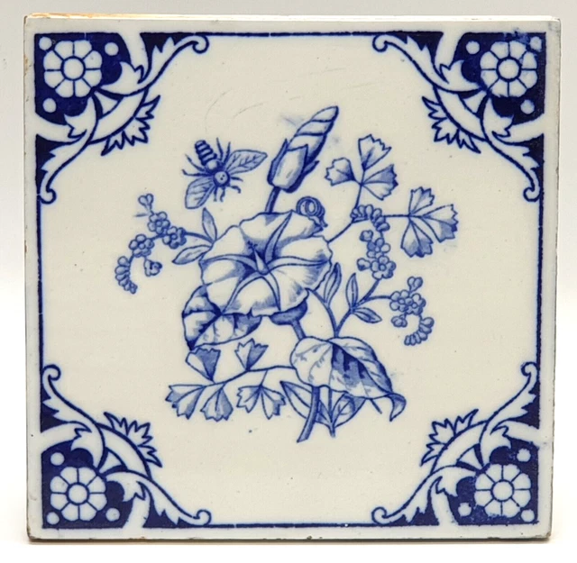 Aesthetic Transfer-Printed Tile Minton, Hollins & Company Floral Design C1880 A6