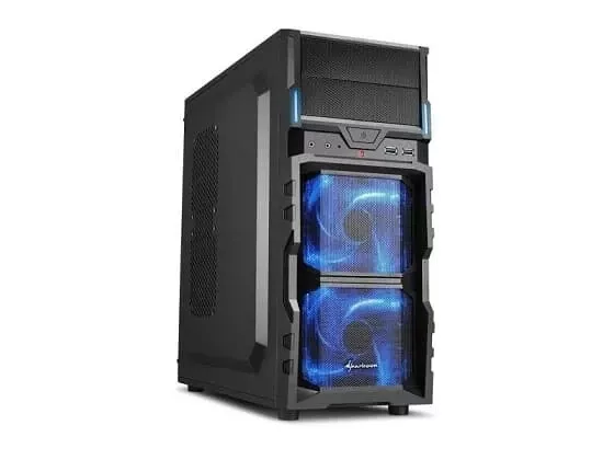 Boitier Ordinateur Sharkoon Pc Gehäuse VG5-V Bureau Gaming Moyenne Tour Led Bleu