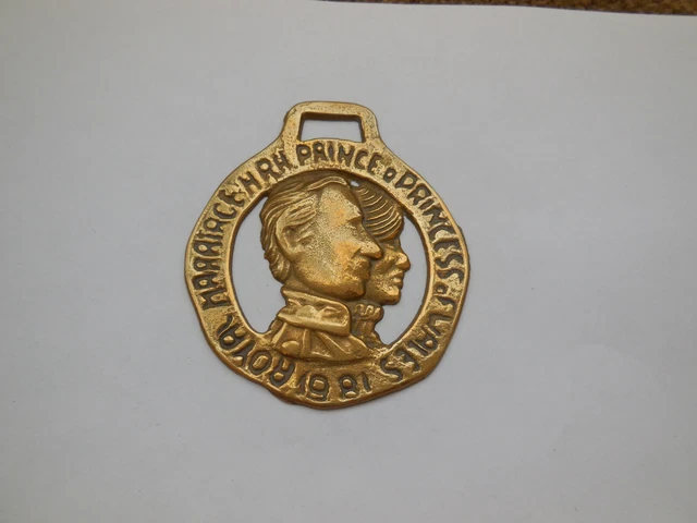 Horse Brass Medallion 1981 Royal Marriage RH Prince & Princess Wales