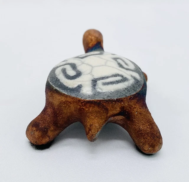 Southwestern Design Jeremy Diller Raku Studio Pottery Turtle Signed 3.25" 3