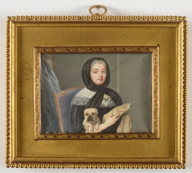 "Portrait of a young widow", French miniature, ca. 1750