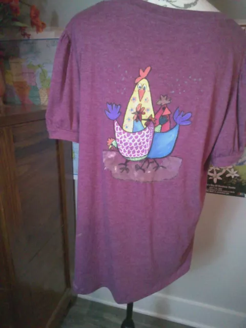 FUN HAND PAINTED Chicks On Soft FABRIC TOP. XL / All New Artwork