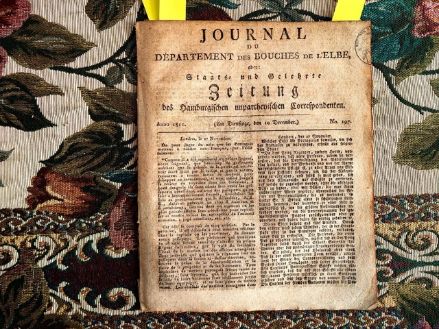 1811 Zeitung  Hamburg 197 Mantua Graf Donau tot / Napoleon Krönung 2 / Garding