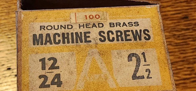 Lot of 82 Vintage Brass machine Screw 12-24  2 1/2" Round  Head Slotted 2.07 lb