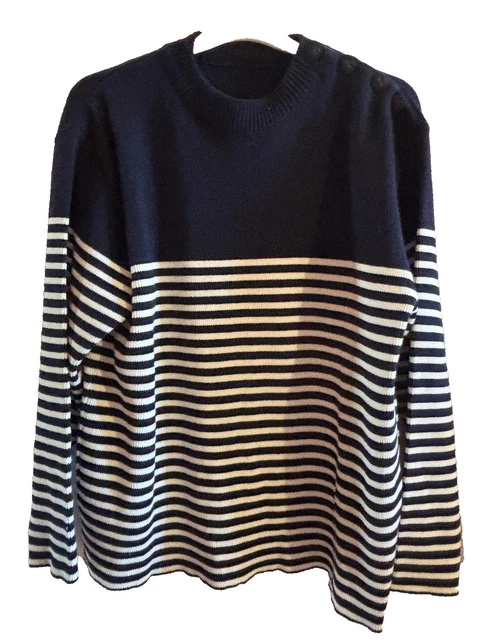 Pull BURTON OF LONDON Heritage - Coton Marine Taille M - Style Marin Classique Pour Homme