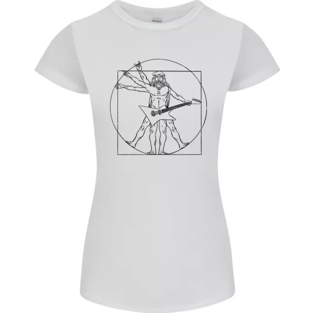 T-shirt chitarrista vitruviano Old Rocker Chitarra divertente donna Petite Cut