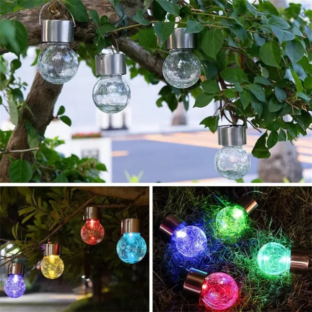 LED Light Solar Powered Hanging Glass Jar Lamp Outdoor Garden Lantern Ornament 2