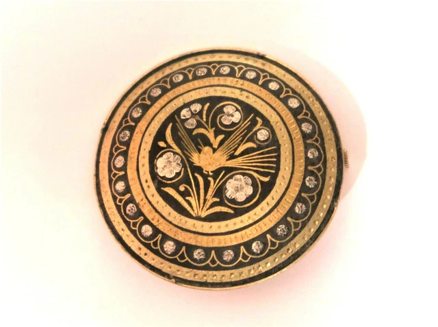 Broche Or De Tolède Damasquinée - Noir Et Or - Géométrique - Occasion Très Bon état
