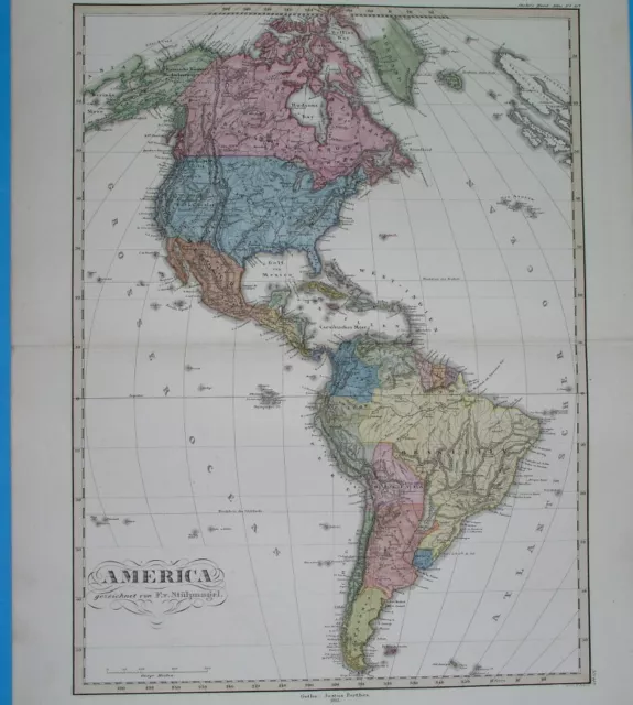 1857 Original Map United States Florida California Canada New York Cuba America