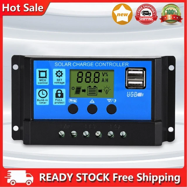 Controller di carica 10A/20A/30A/40A/50A/60A/100A 12V PWM doppio display LCD USB