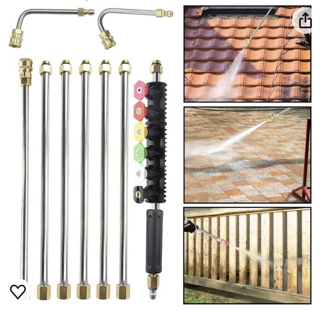 4000 PSI Cold Water Pressure Washer Extension Wand - 9-Piece Kit With Spray Nozzles (Lance)