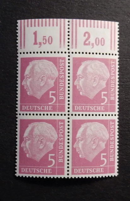 Bund, 179** Heuss Viererblock mit Oberrand 4er-Block