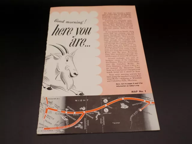 1948 GREAT NORTHERN RAILWAY MAP BROCHURE "here you are" GNRY RAILROOD TRAIN