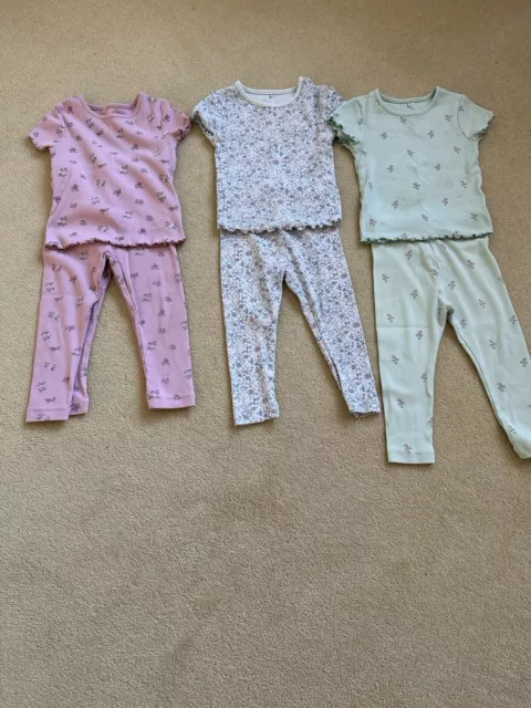 3 Pairs Baby Girl George Pyjama Sets Age 18 Months To 2 Years VGC