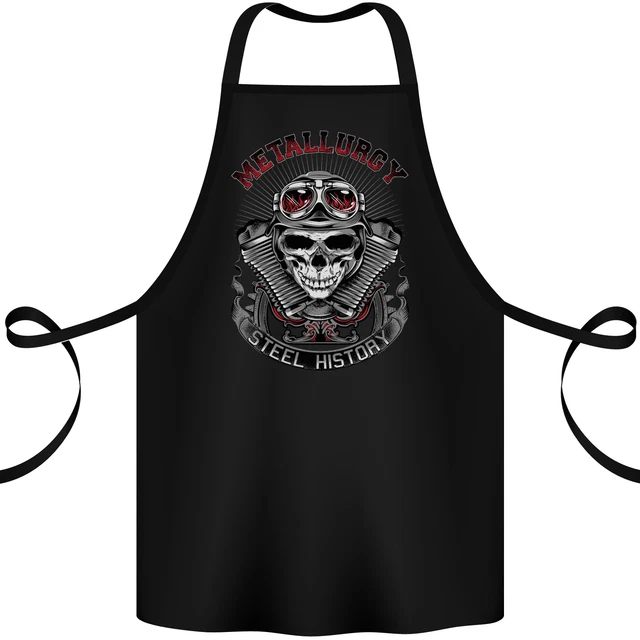 Biker Metallurgy Motorbike Motorcycle Skull Cotton Apron 100% Organic