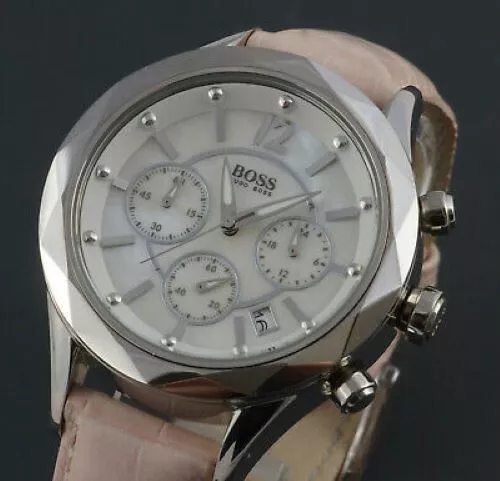 MONTRE Femme HUGO BOSS Chrono avec Date. Cadran en Nacre et Argent 499,00 € NEUF 2