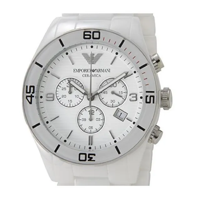 AUTHENTIC EMPORIO ARMANI Watch AR1424 White Ceramic Men's Chronograph ...