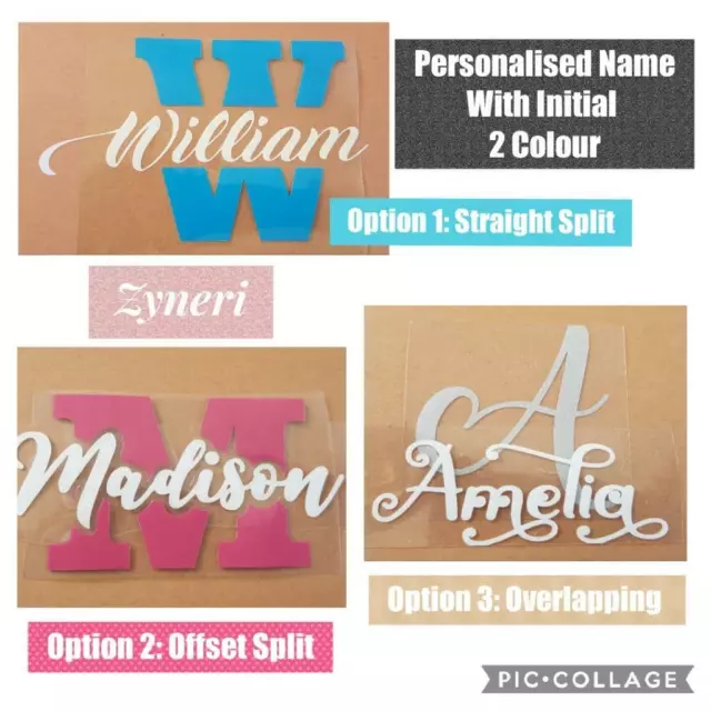 DIY Personalised Custom Name With Initial TWO COLOUR HTV Iron On Heat Transfer