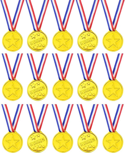 PLASTIC GOLD MEDALS Winner Olympic Kids Sports Party Bag Filler Award