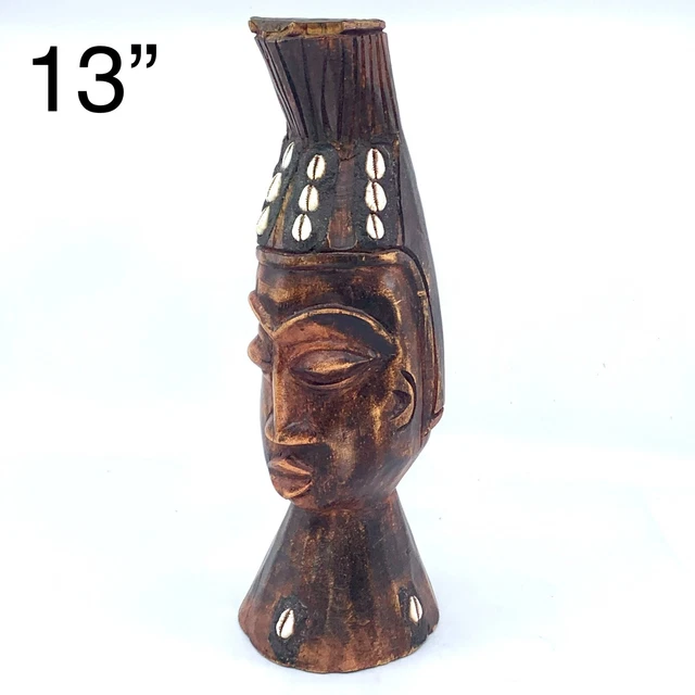 13" African Vintage Large Hand Carved Wood Statue Tribal Woman Art from Africa